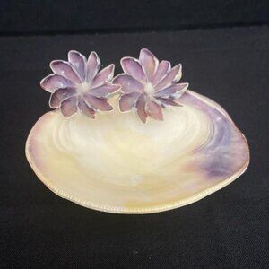 Shell Trinket Dish Handcrafted by Swain Ivory Purple Coastal Beachy Boho